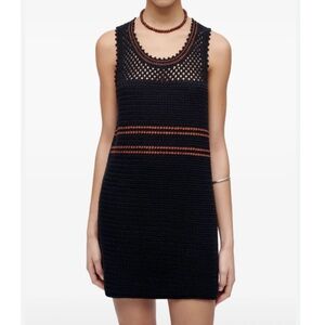 NWT RE/DONE Black Striped Crocheted MIDI Dress, Size Large